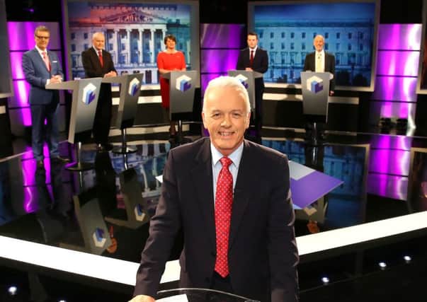 Presenter Noel Thompson pictured ahead of last year's BBC leaders' debate