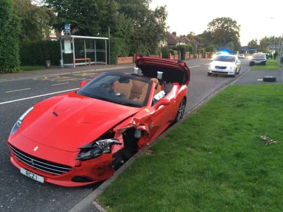 Christopher Walshs brand new Â£150,000 Ferrari after the crash in Holywood