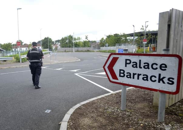 The scene after a vehicle fire at Palace Barracks in Holywood in August 2015. 
Pic by Pacemaker Press