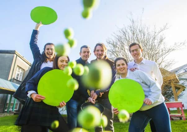Pictured at the launch of the Give Peas a Chance Secondary School Food Entrepreneur Competition is the founder of GIY Michael Kelly and Cully of Cully & Sully. Schools across the country are now invited to take part and applications are being accepted online from February 28th 2017 via http://www.cullyandsully.com/ourgarden
