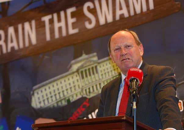 TUV leader Jim Allister at the launch of the partys manifesto last month