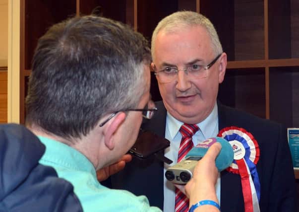 Danny Kennedy speaks to the press following his election defeat in Newry and Armagh.  Photo by Tony Hendron/Press Eye