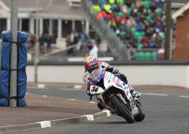 Alastair Seeley on the Tyco BMW at the North West 200 in 2015.