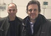 Yanis Varoufakis at the Catalyst Arts Gallery in Belfast with Ben Lowry, February 24 2017