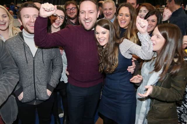 Alliance supporters cheer East Belfast MLA Chris Lyttle after he was successfully elected on March 3. 

Photo by Jonathan Porter / Press Eye.