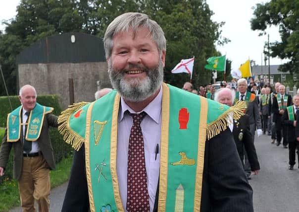 Gerry McGeough, president of Co Tyrone Ancient Order of Hibernians, at a 2016 parade marking 400 years since the death of Gaelic chieftain Hugh ONeill