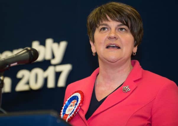 Arlene Foster at the Fermanagh South Tyrone election count in Omagh on Friday