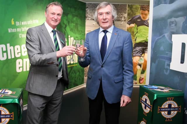 Northern Ireland boss Michael O'Neill and goalkeeping legend Pat Jennings opened the Education and Heritage Centre.

Photo by Philip Magowan / PressEye