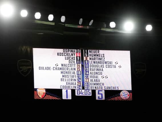 The scoreboard at The Emirates