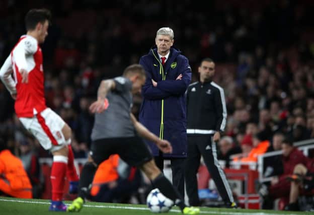 Arsenal manager Arsene Wenger looks dejected during the UEFA Champions League Round of 16. (Photo: Nick Potts/PA Wire)