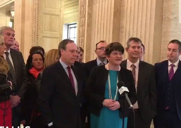 Arlene Foster at Stormont this week with DUP colleagues