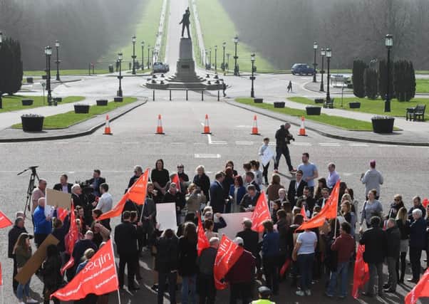 A protest was staged at Stormont on Monday over the end of the project