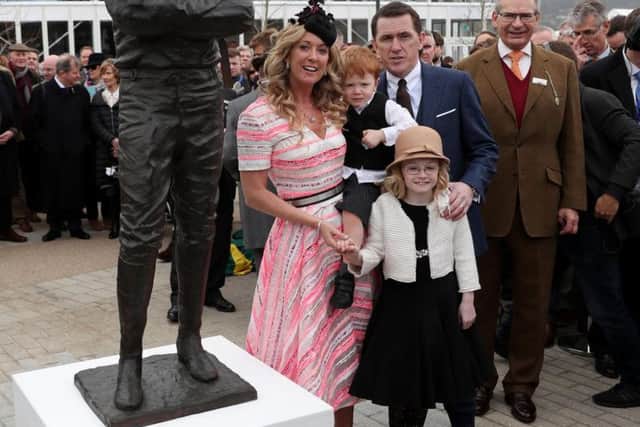 AP McCoy unveils a statue of himself during Champion Day of the 2017 Cheltenham Festival at Cheltenham Racecourse.
