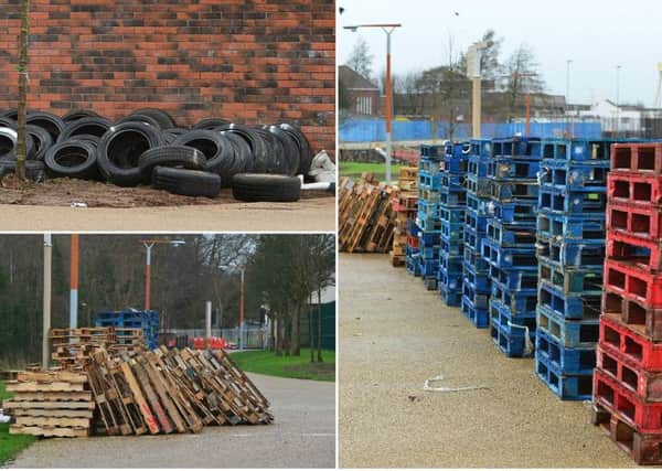 Tyres and pallets on the Connswater Greenway
