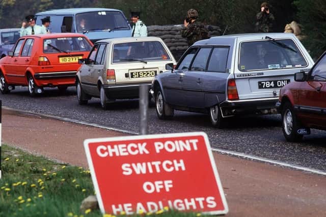 A checkpoint on the border between Northern Ireland and the Republic of Ireland