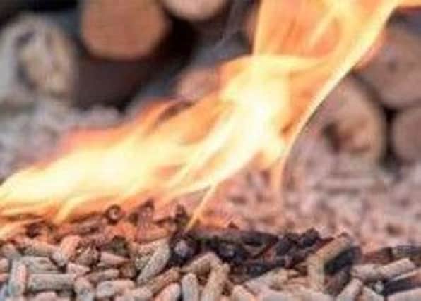 Wood pellets burning