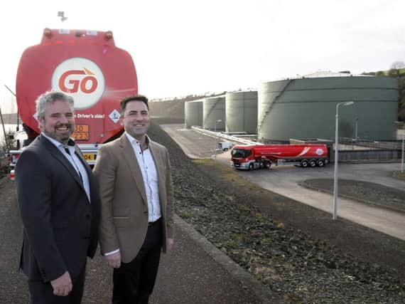 Michael and Daniel Loughran, directors of LCC Group pictured at the Cloghan Point oil terminal