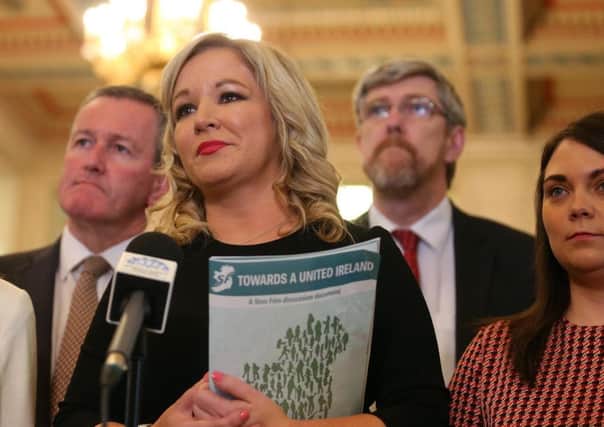 Sinn Feins leader in Northern Ireland, Michelle ONeill, with members of her Assembly team