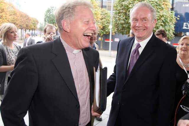 The Reverend David Latimer with Martin McGuinness at Sinn Fein's Ard Fheis  at Belfast's Waterfront Conference Centre in 2011