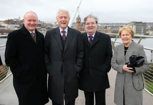 Martin McGuinness with Bill Clinton in 2014 in Belfast