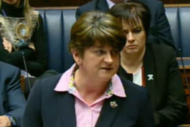 First Minister Arlene Foster pays tribute to Martin McGuinness during a special sitting of the Northern Ireland Assembly.