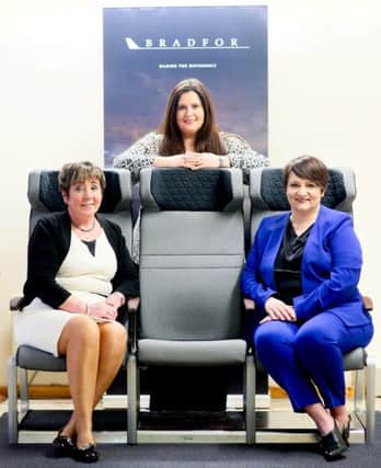 Bradfor MD Patricia Clements pictured with IPC Mouldings MD Joanne Liddle and Kelly Murphy of Invest NI