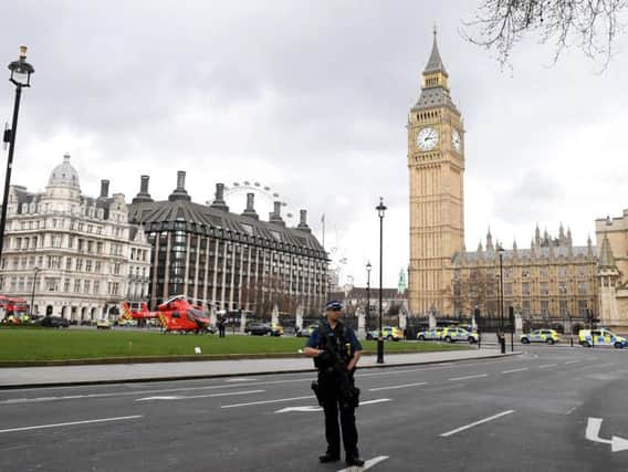 Police outside the Palace of Westminster, London