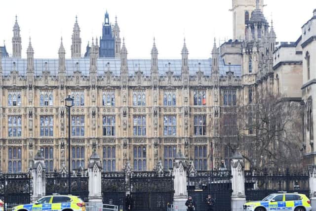 Police outside the Palace of Westminster, London, after sounds similar to gunfire have been heard close to the Palace of Westminster