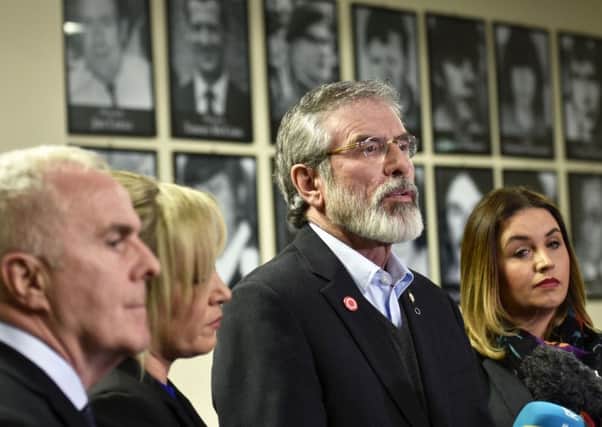Sinn President Gerry Adams speaking yesterday. DER1217-138KM