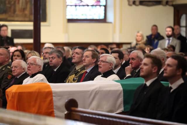 The funeral of Northern Ireland's former deputy first minister and ex-IRA commander Martin McGuinness takes place at St Columba's Church Long Tower, in Londonderry