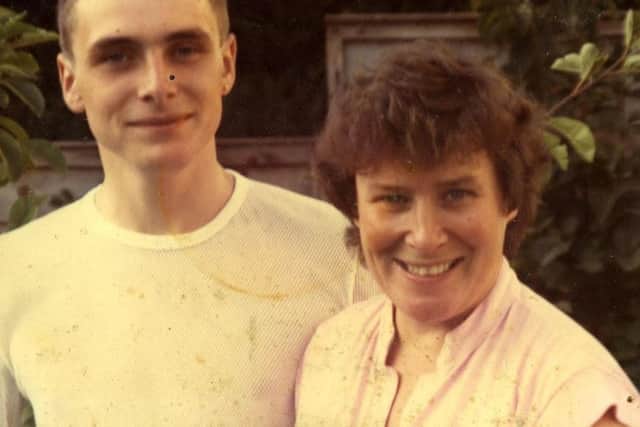 Colin as a teenager with his mother, Carol. Carol came over for six months from Scotland after Colin's diagnosis.