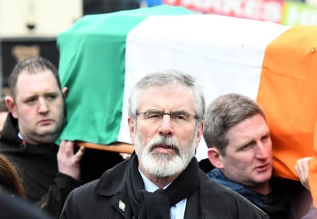 Gerry Adams at Martin McGuinness' funeral