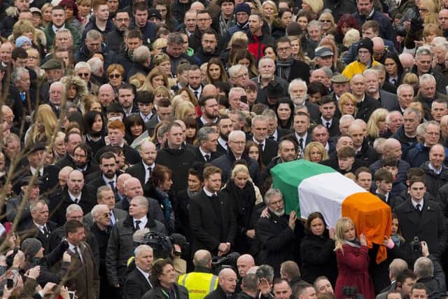 Thousands of people attended the funeral of Martin McGuinness in Londonderry