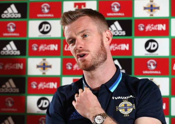 Chris Brunt talks to the press at Northern Ireland's training base at Carton House.   Photo by William Cherry/Presseye