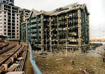 Canary Wharf bomb aftermath in 1996