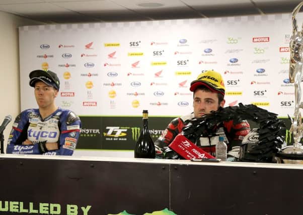 Michael Dunlop and Ian Hutchinson in last years tense Senior TT press conference.