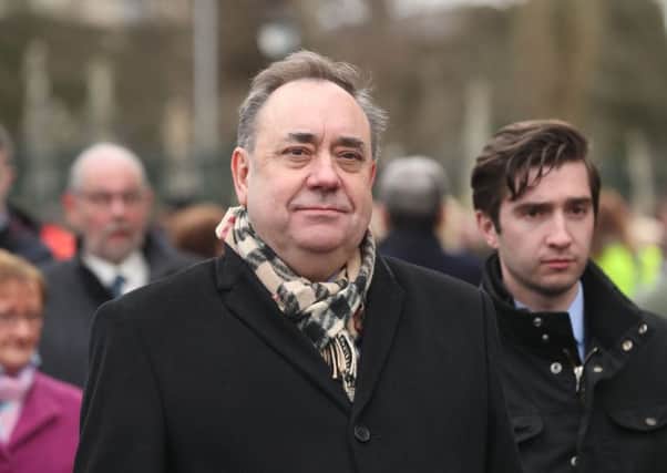 Alex Salmond arriving for the funeral of Northern Ireland's former deputy first minister and ex-IRA commander Martin McGuinness, at St Columba's Church Long Tower, in Londonderry. Thursday March 23, 2017. Photo: Niall Carson/PA Wire
