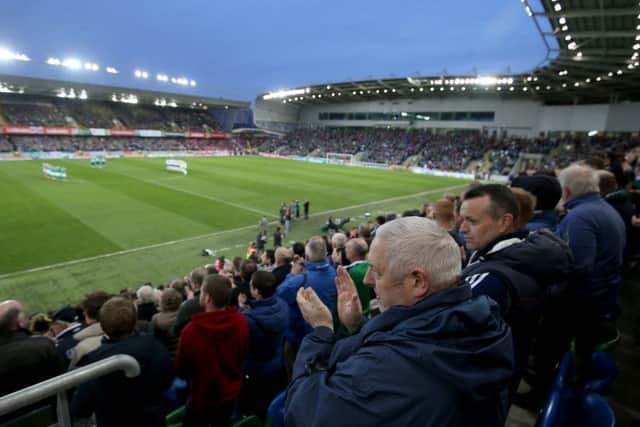 A minute's applause at Windsor Park in memory of Derry City captain Ryan McBride. Photo: Press Eye