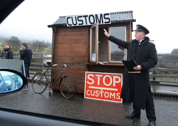 A mock customs post set up by BCAB south of Newry in February