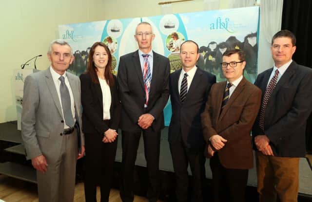 International and local delegates have attended the 'AFBI Science - Shaping Livestock Farming for 2030' conference at the Dunadry Hotel in Co Antrim today.The speakers addressing the conference is,Professor John Davis, AFBI,Dr Debbie McConnell AFBI,Dr Theun Vellinga,Senior researcher at the Livestock Research Institute  (Wageningen University) Joe O'Flaherty Chief Executive ,Animal Health Ireland,Professor Robin Skuce ,AFBI, and Dr Conrad Ferris  AFBI. The Agri-Food & Biosciences Institute (AFBI) is marking the completion of a decade of innovation and research with a major conference that promises to map out the issues and technologies poised to shape the agri-industry of the future.