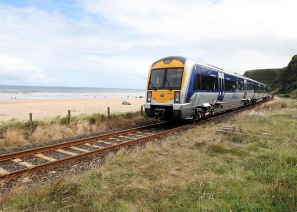 The stretch of railway west of Castlerock, en route to Londonderry, which has entranced international rail travellers including Michael Palin and Michael Portillo. Photo: Paul Faith/PA Wire