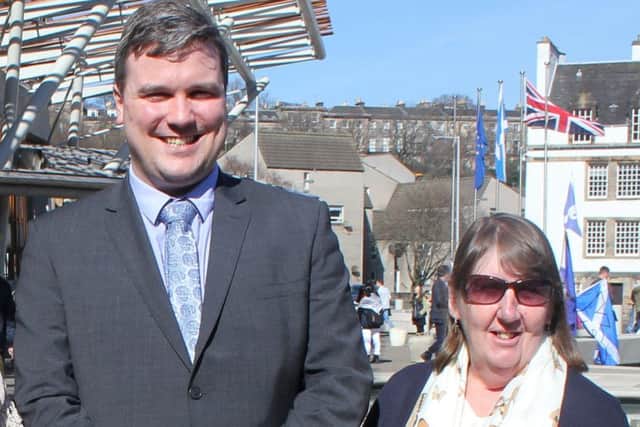 War widow pensions campaign: Susan Rimmer meets Tom Arthur MSP (Scottish Parliamentary Liaison Officer to the Cabinet Secretary for Justice) as part of a SEFF trip to Edinburgh in March.