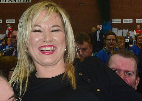 Michelle O'Neill pictured after being re-elected for Mid Ulster