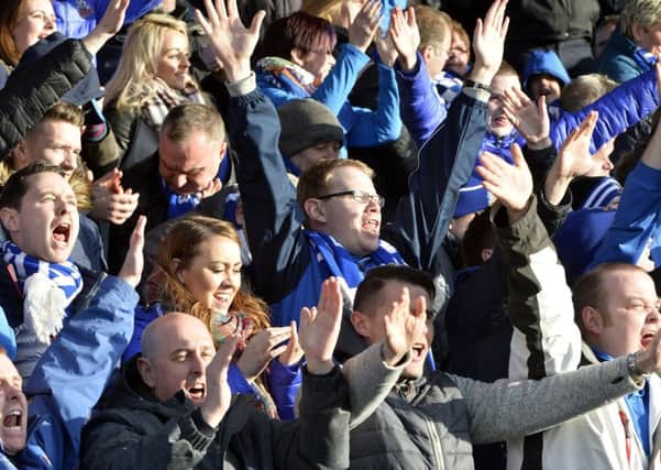 Fans had plenty to cheer at Ballymena Showgrounds in the Irish Cup semi-final between Glenavon and Coleraine. Pic by PressEye Ltd.