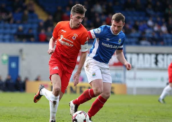 Jamie Glackin (left) and his Dungannon Swifts team-mates suffered late cup heartbreak on Saturday. Pic by PressEye Ltd.