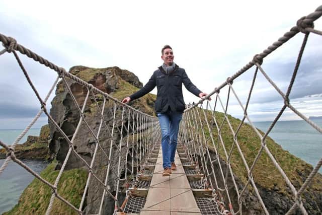 RTE's Ryan Tubridy at Carrick-a-Rede rope bridge