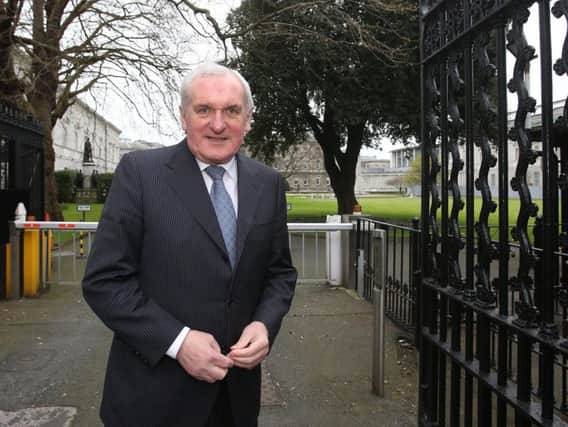 Former taoiseach Bertie Ahern arrives to give evidence to the Seanad Select Brexit Committee at Leinster House in Dublin.