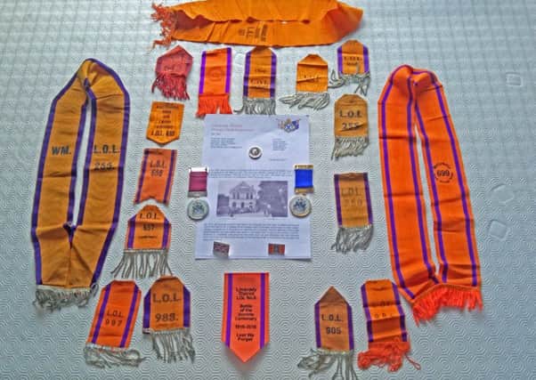 Some of the Orange memorabilia that will be buried in the time capsule at the new Limavady Orange Heritage Centre