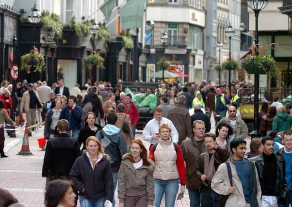 Shoppers in Dublins Grafton Street. The census showed a slight fall in the number of non-Irish people living in the Republic