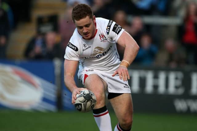 Ulster Paddy Jackson runs in to score the opening try against  Cardiff Blues